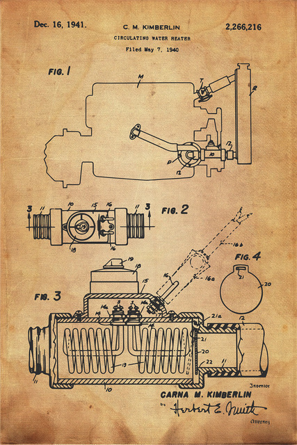 The original drawing of the Kim Hotstart for the patent.