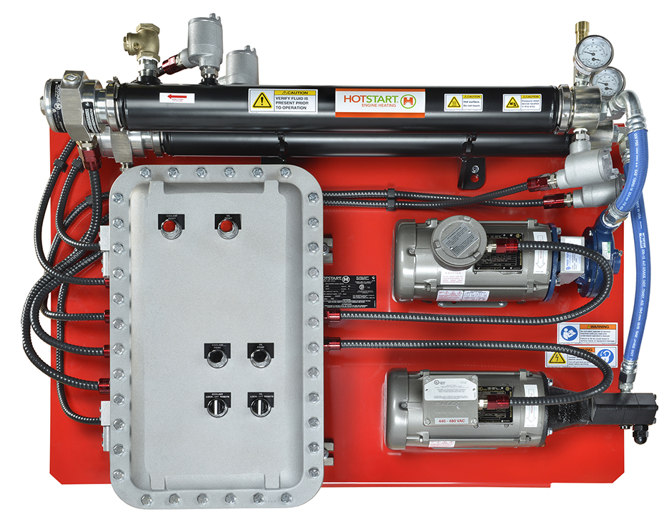 OCLE 型号是 HOTSTART 最大容量组合冷却液-机油加热系 统，专为北美危险地带应用而设计。