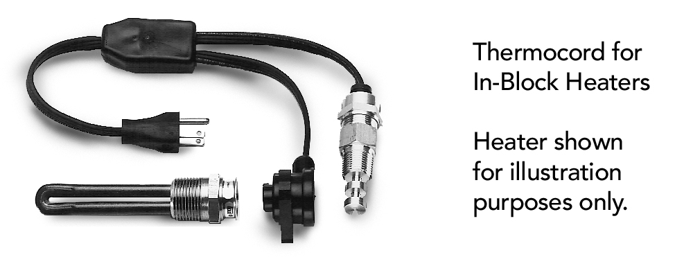 Thermocords complete the In-block heater assembly by providing a power cord and plug for the engine.