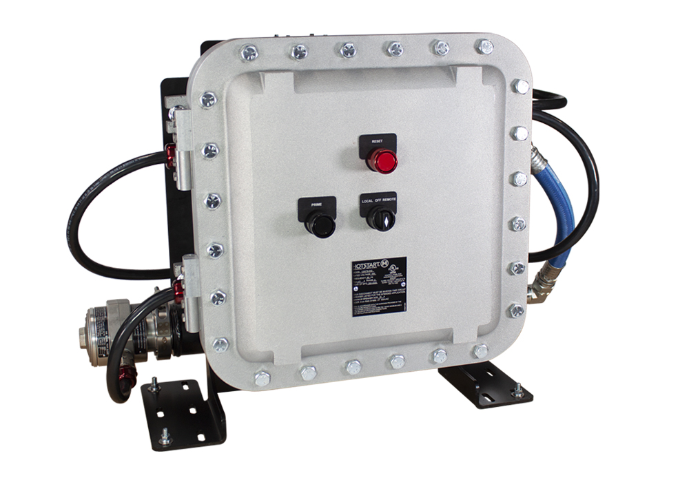 A UL C/US certified compact oil heating system designed to maintain an engine’s optimal oil viscosity for North America-front view.