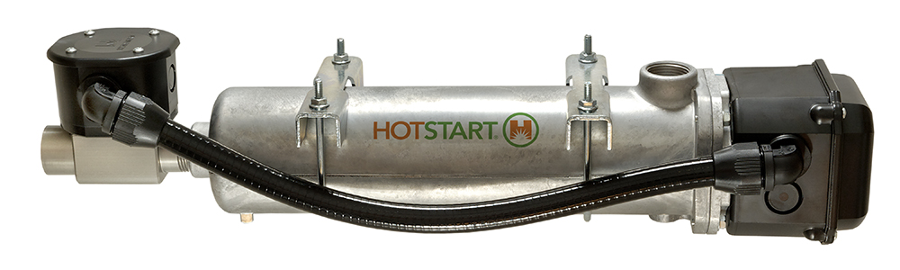 Engine block heater used for heating coolant consists of a metal tank  with thermostat enclosure attached but no power cord